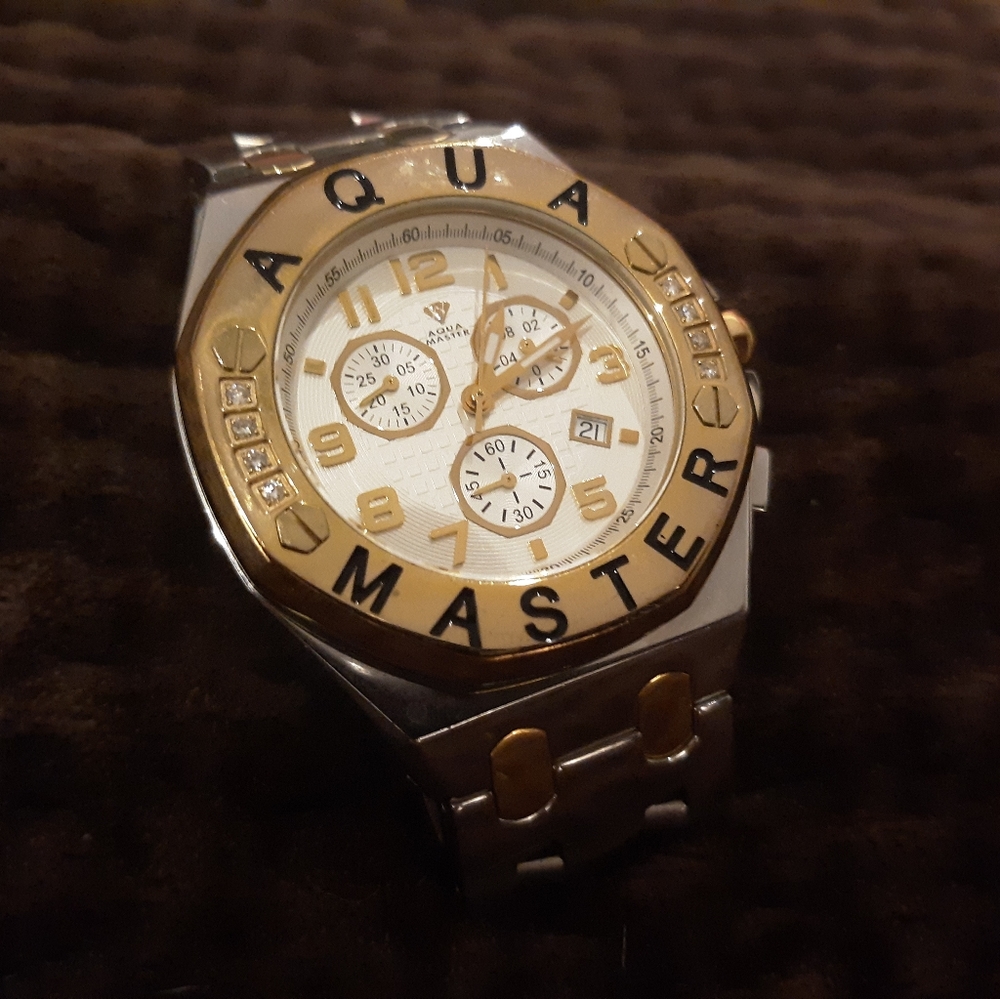 Authentic Aqua Master mens watch with real diamond